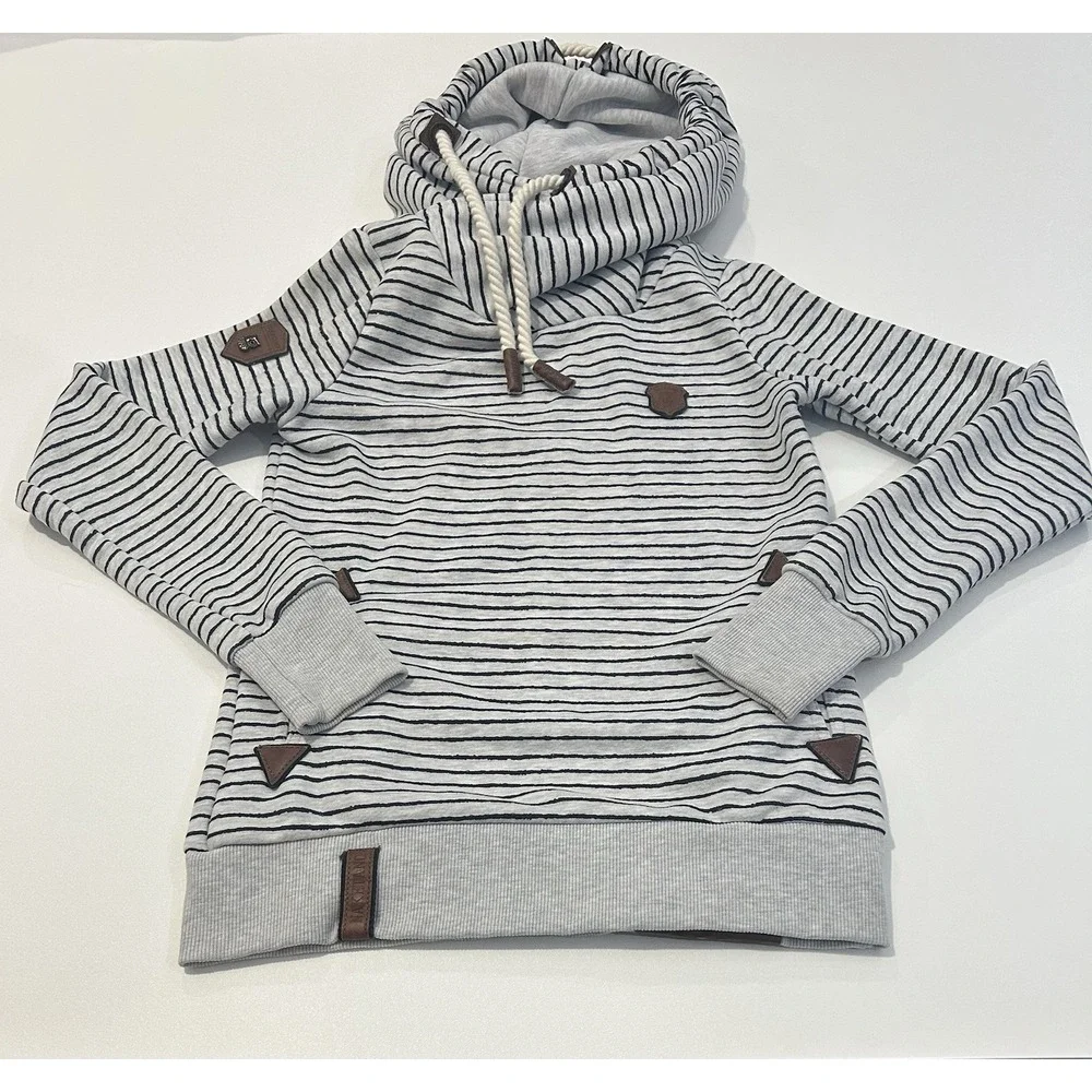 NAKETANO Darth X Striped Funnel Neck Pullover Hoodie Sweatshirt Size Small - Picture 1 of 7